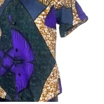 (Small) African Print, Purple & Brown Unisex Color Shirt - Image 5