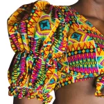 (1XL) Ghana Print Women Halter Top w/ Fluffy Sleeve Women Blouse - Image 5