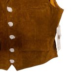(Large) Vintage Men Carmel Brown Leather Buttoned Vest - Image 2