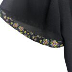 (L/XL)Vintage Black Women Blouse w/ Embroidered Floral Detail - Image 6