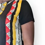 (Large) 90s Vintage African Tribal Prints Black Blouse w/ Attached Tribal Necklace - Image 6