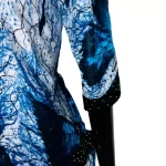(Medium) Radiant Blue, Black & Ivory African Print Butterflies Women Dress w/ Rhinestones - Image 5