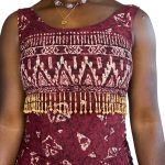 (M/L) Maroon Vintage Women Ethic Brown Beaded Midi Dress - Image 5