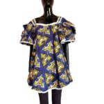 (S/M) African Print Blue Flair Out Flared Sleeve Women Dress - Image 2