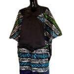 (One Size) Multicolored Horizontal African Print Women Agbada/ Kaftan Long Dress - Image 3