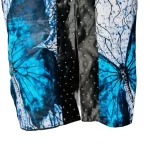 (Medium) Radiant Blue, Black & Ivory African Print Butterflies Women Dress w/ Rhinestones - Image 6