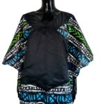 (One Size) Multicolored Horizontal African Print Women Agbada/ Kaftan Long Dress - Image 4