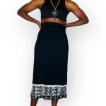 (4XL) Vintage Black Skirt with Black & White Tribal Print Boarder - Image 2