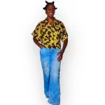 Yellow & Brown African Print Women Collar Shirt Blouse - Image 2