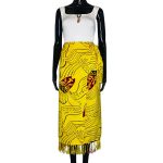 (2XL) Yellow Tribal Style Women Long Wrapper/Skirt