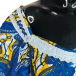 (S/M) African Print Blue Flair Out Flared Sleeve Women Dress - Image 4