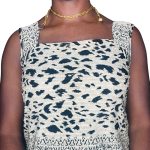 (XL) Vintage Square Neckline Beige & Black Animal Print Women Blouse - Image 6