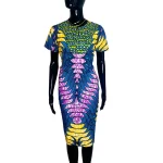 Multicolor Women African Print/ Ankara Fitted Bright Dress ￼