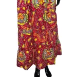 (Small) Ankara Print Red/Maroon Women Flowing Long Skirt - Image 4