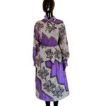 Purple, Black, & White Women African Print Bowtie Flowing Dress ￼ - Image 2