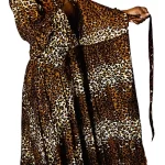 (One Size) Brown Cheetah Print Women Brown Flowing Wrapper Dress - Image 7