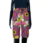 (Medium) Ankara Print Women Pink And Yellow Shorts - Image 2