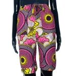 (Medium) Ankara Print Women Pink And Yellow Shorts - Image 3
