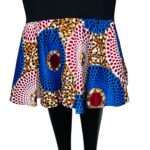 (One Size) Stretchy Fitted Black African Midi Dress w/ Multi Colored Ankara Print Detail - Image 6