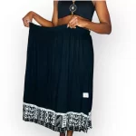 (4XL) Vintage Black Skirt with Black & White Tribal Print Boarder - Image 6
