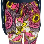 (Medium) Ankara Print Women Pink And Yellow Shorts - Image 4