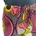 (Medium) Ankara Print Women Pink And Yellow Shorts - Image 5