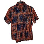 (Small) Orange And Blue Unisex African Print Collar Shirt - Image 2