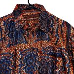 (Small) Orange And Blue Unisex African Print Collar Shirt - Image 3
