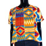 Ghana African Print Women Multicolored Asymmetric Women Blouse - Image 3