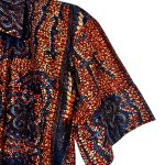 (Small) Orange And Blue Unisex African Print Collar Shirt - Image 4