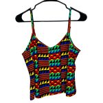 (S/M) Ghana Print Women Multicolor Stretchy Tank Top