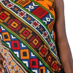 (Large) Multi Color Sleeveless Loose Fit Multi Color African Design Shirt - Image 3