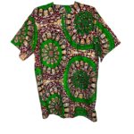 Circular Green, Maroon & Orange Men African Print Short Sleeve Shirt/ Dashiki - Image 2