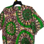 Circular Green, Maroon & Orange Men African Print Short Sleeve Shirt/ Dashiki - Image 3
