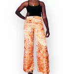 (Large) African Orange Tye Dye Women Bell Bottom Pants