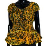 Traditional African Print Green And Orange Flair Out Women Top - Image 2