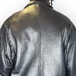 (Large) Vintage Black 100% Leather Unisex Collar Jacket - Image 4