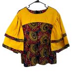 Red & Yellow African Print/ Ankara Women Butterfly Sleeve Blouse ￼