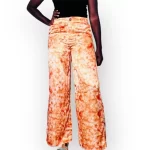 (Large) African Orange Tye Dye Women Bell Bottom Pants - Image 2
