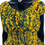 Traditional African Print Green And Orange Flair Out Women Top - Image 3