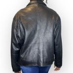 (Large) Vintage Black 100% Leather Unisex Collar Jacket - Image 5