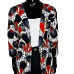 African Print Long White Women Blazer With Multicolor Prints - Image 3