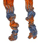 (Large) Orange & Blue Women African Print Scrunched Pants - Image 6