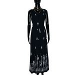 (Medium) Black Vintage 90’s Tribal Prints Long Dress - Image 2