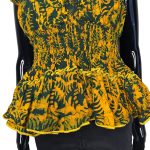 Traditional African Print Green And Orange Flair Out Women Top - Image 5