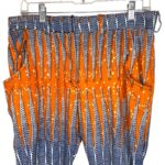 (Large) Orange & Blue Women African Print Scrunched Pants - Image 7