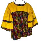 Red & Yellow African Print/ Ankara Women Butterfly Sleeve Blouse ￼ - Image 2