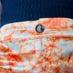 (Large) African Orange Tye Dye Women Bell Bottom Pants - Image 5