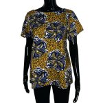 (Medium) Ankara Print Women Green & Blue Flower Blouse/ Shirt