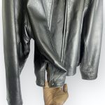 (Large) Vintage Black 100% Leather Unisex Collar Jacket - Image 7